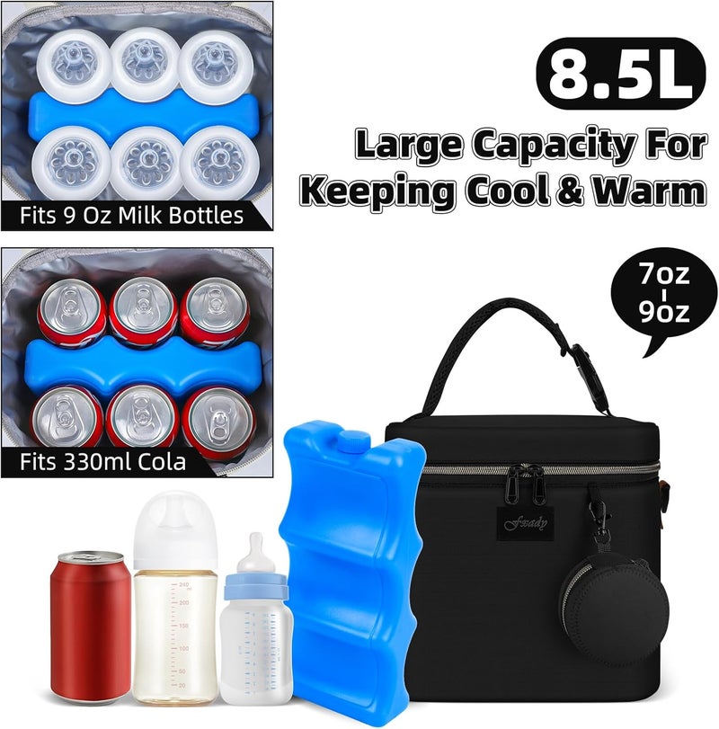 Fxady Breastmilk Cooler Bag with Ice Pack, Insulated Baby Bottle Tote Bag for 6 Bottles Up to 9 oz, Clip-On Pouch for Baby Essentials, Leakproof, Waterproof, Shoulder Strap for Nursing Moms - Image 3